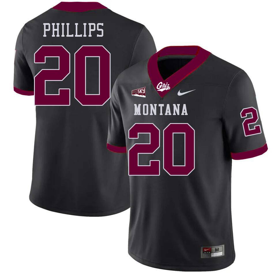 Montana Grizzlies #20 BJ Phillips College Football Jerseys Stitched Sale-Black